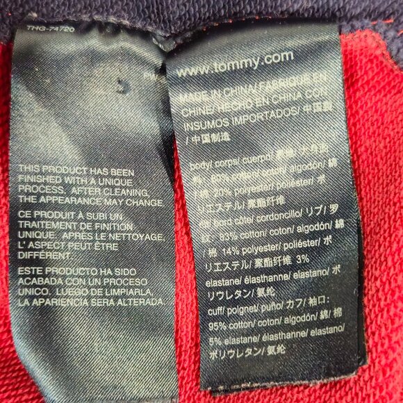 Tommy Hilfiger Denim Sweatshirt Dress XS Navy Red Colorblock - Picture 3 of 7